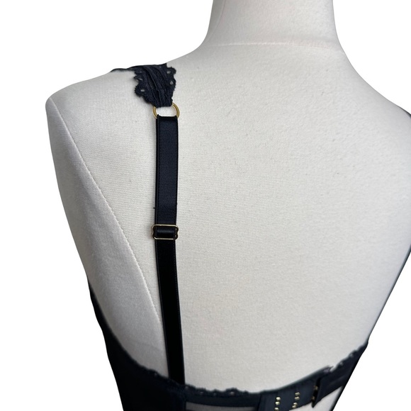 Victorias Secret 34D Black Lace Underwire Sexy Lingerie Teddy Garter Clip Dress - Picture 9 of 12